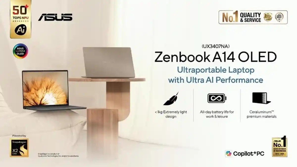 zenbook a14 oled - ilustrasi berita Tak Perlu Khawatir Kehabisan Daya: ASUS Zenbook A14 OLED Siap Temani Aktivitas…